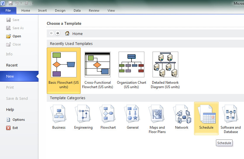 Visio 2010 Missing Software Template