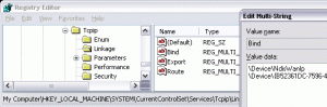 Registry Editor showing changes to the Bind value.
