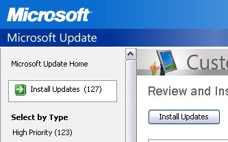 Microsoft Update Microsoft Update screen excerpt