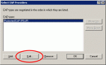 The Select EAP Providers dialog box showing PEAP as the EAP type