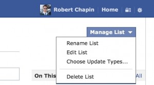 The Manage List menu