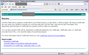 Microsoft Certificate Services home page