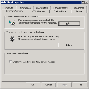 Web Sites Properties dialog box.