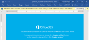 Screenshot of a fake Office 365 error message.